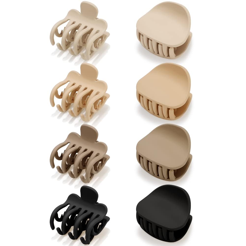 SZYYQ8 Pcs Small Hair Clips, Claw Clips for Thin Hair, Neutral Claw Clips, Double Row Teeth Matte Medium Hair Clips, Mini Jaw Clips Hair Accessories, for Thick Thin Fine Short Hair
