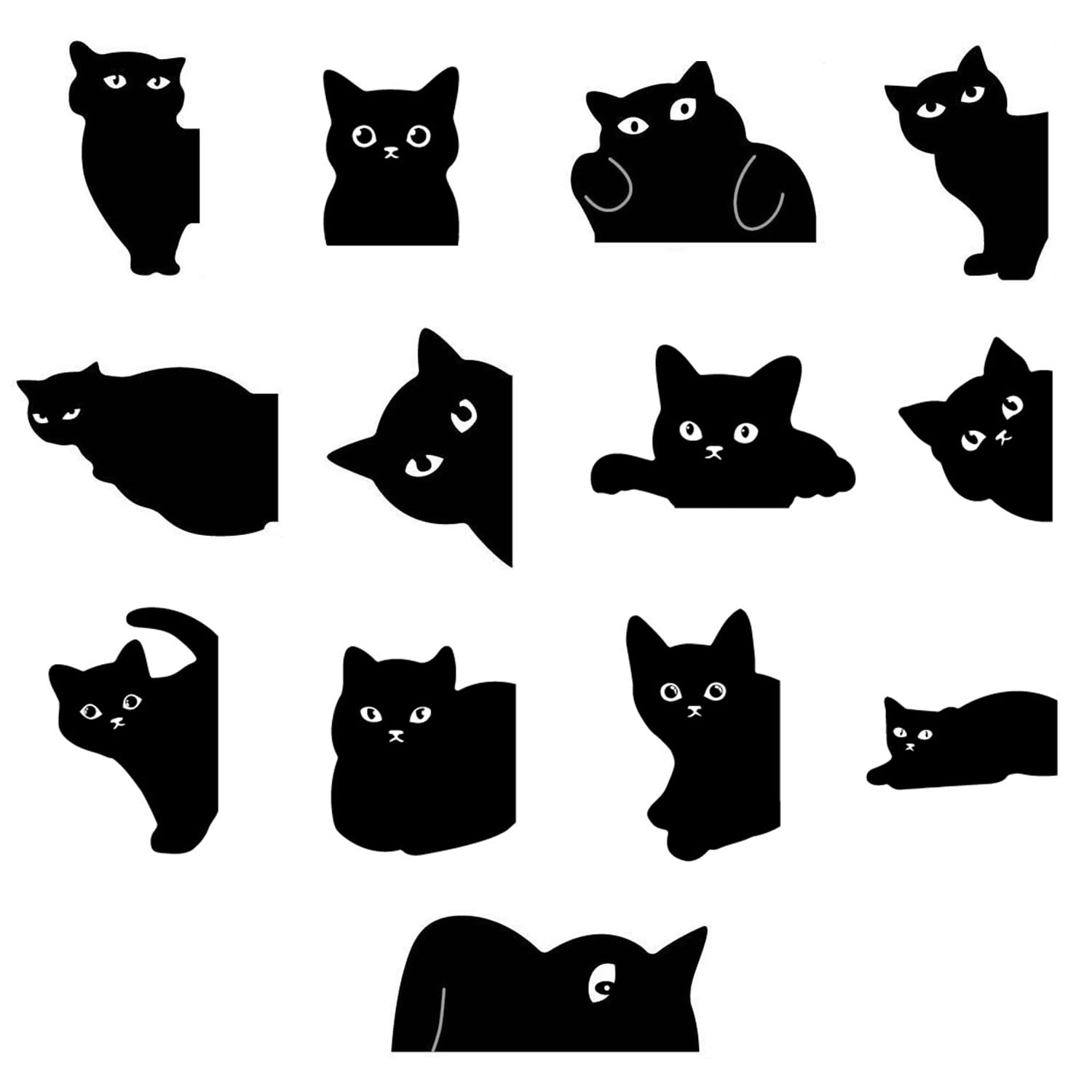 Wufgwbd Black 13 Magnetic Bookmarks, Cute Cat Pattern, Reading Marks Do Not Hurt Books, Stationery Gifts, Creative Student Gifts, Learning Companions.