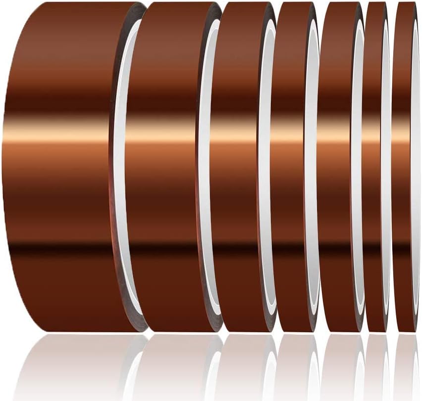 YTFGGY Heat Resistant Tape, 7 Pack High Temp Heat Tape Multi – Sized 1/8", 1/5", 1/4", 2/5", 4/5", Heat Resistance Up to 260℃ (500℉)