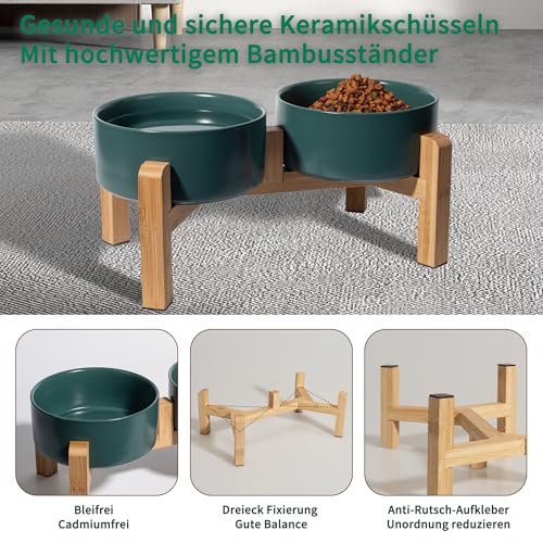 Hundenapf Set Erhöht Hunde Napfset - Doppel Napf Hund Keramik mit rutschfestem Ständer - Erhöhte Futterstation Hund 2er Set für Futter und Wasser - Ideal für kleine und mittelgroße Hunde - 2 x 850 ml
