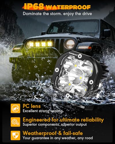 Image of Auxbeam XP-Ultra Series 3 Inch LED Pod Light 80W Offroad Driving Lights | 9600LM, White Spot & Amber Combo Beam Ditch Light, Dual Color Light Covers, Auxiliary Driving Fog Lights for Trucks Jeep ATV
