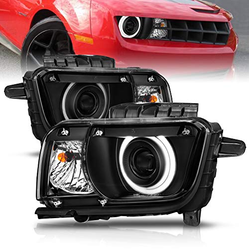 AmeriLite for 2010-2013 Chevy Camaro 2Dr Halogen Type Black Xtreme LED Tube Bar w/Projector Headlights Pair - Passenger and Driver Side