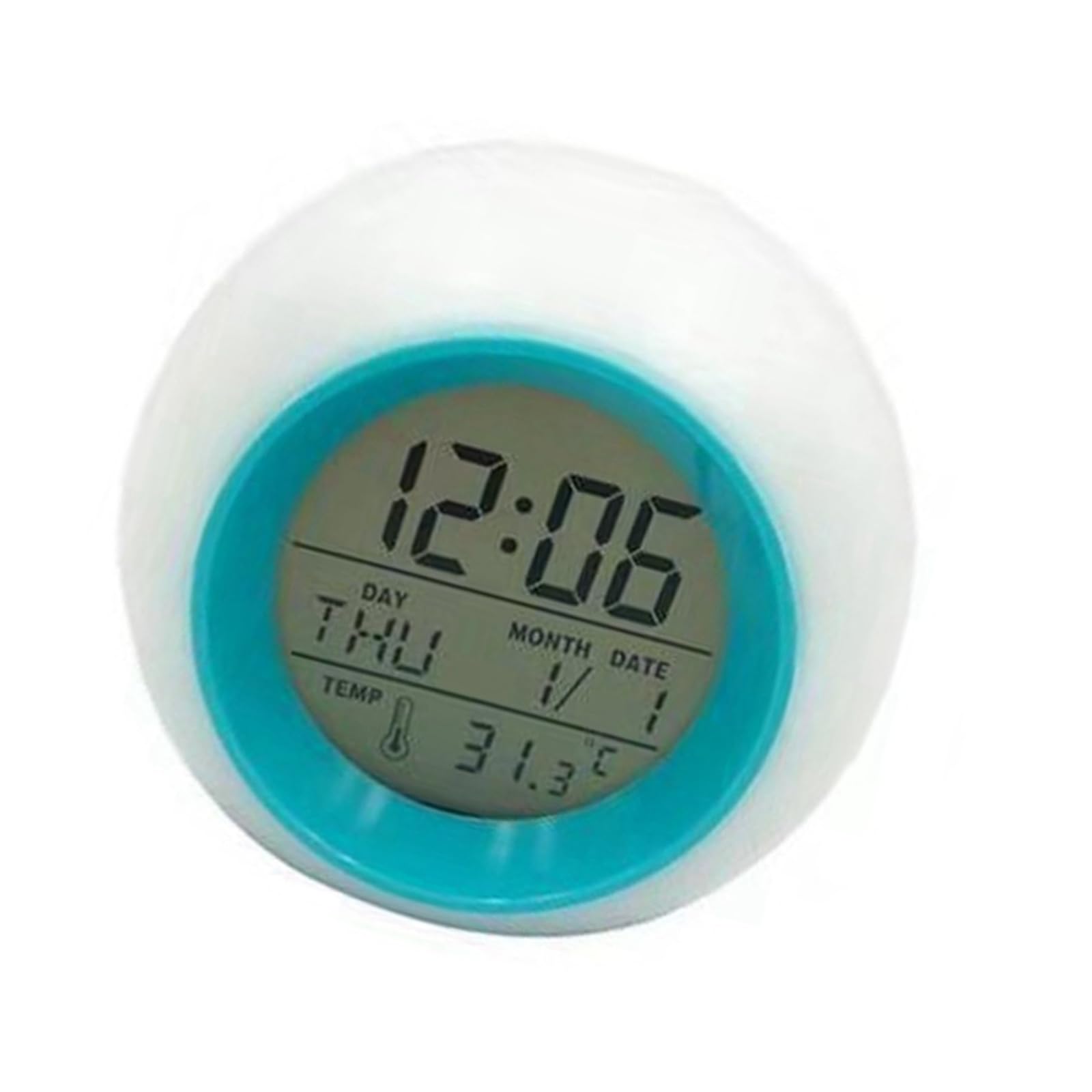Nucelit Creative Round 7 Color Changing Nightlight Digital Alarm Clock Quiet Operations Battery Operated Design for Home Decors Nightlight Digital Alarm Clock