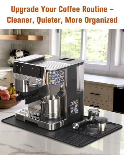 Image of Silicone Coffee Maker Mat for Ninja Luxe Espresso Coffee Machine ES601 /ES701 & Most Home Espresso Machines - 23 inchx15 inch Large Anti-Slip Heat-Resistant Bar Mat - Accessories for Ninja Luxe Cafe
