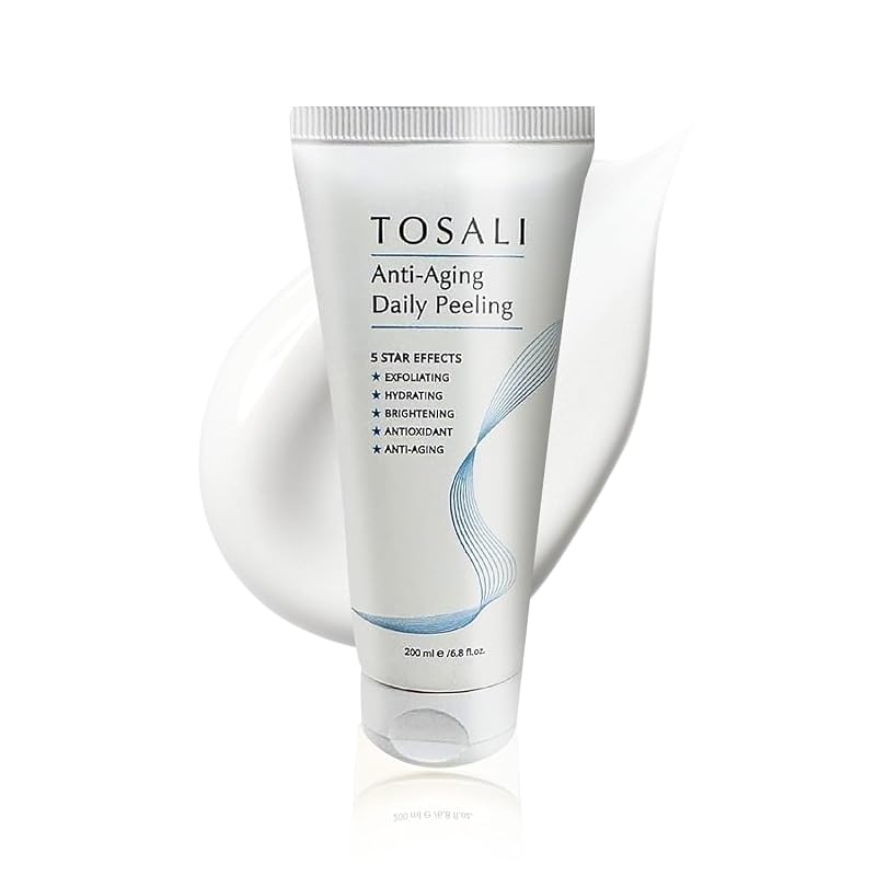 Gel esfoliante facial TOSALI com ácido hialurônico, ácido lático e vitamina E, 192 g