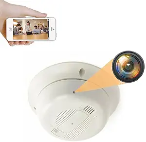 FREDI HD PLUS Hidden Camera Wireless Spy Camera Smoke Detector HD 1080P Motion Detection 64GB Micro SD Card Supportable Not Included (White)