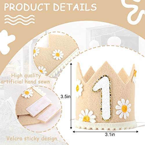 DSAANE Daisy Boho Birthday Crown For Baby Kids - Boho Crown 1st Birthday Crown,Daisy Themed One Birthday Party Supplies For Photo Booth Props,Best Daisy Boho 1st Birthday Party Decorations For Baby