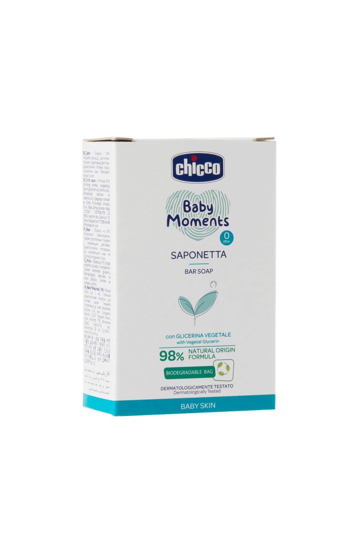 Chicco Baby Moments Saponetta Bar Soap, 100 GR, Beyaz