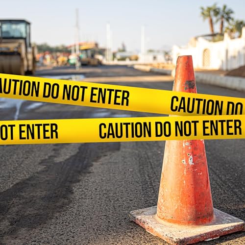 Cuidado, não insira a fita 7,6 cm x 305 m • Amarelo brilhante com uma impressão preta ousada • 7,6 c