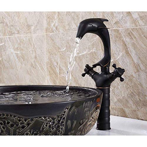 Lfdhsf Waterfall Tap Black Oil Rubbed Bronze Animal Dolphin Style Kitchen Bathroom Vessel Sink Faucet Swivel Spout Mixer Tap Single Hole Two Handles #TOP24