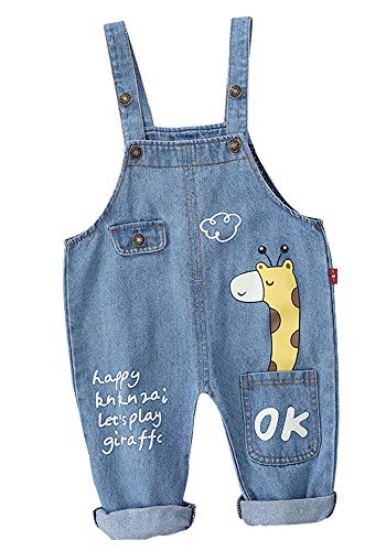 Ancia Baby & Toddler Boys Jeans Overalls Denim Pants for Baby Girls Kids(Giraffe,18-24 Months)