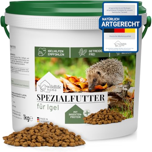 wildlife home Mangime per ricci raccomandato dagli aiuti per animali domestici, senza cereali, 1 kg – cibo speciale adatto per ricci con proteine degli insetti per un rifornimento energetico ottimale