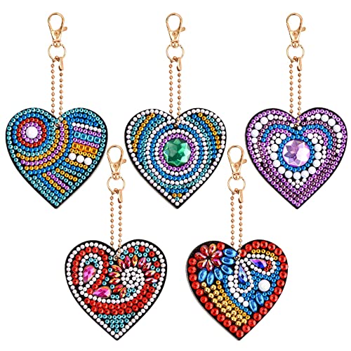 Jinlaili Diamant Peinture Kit, DIY Porte-Clés Strass Peinture, Porte Clef Diamond Double Face, Diamant Peinture Complète, Pendentif pour Sac Décoration,...