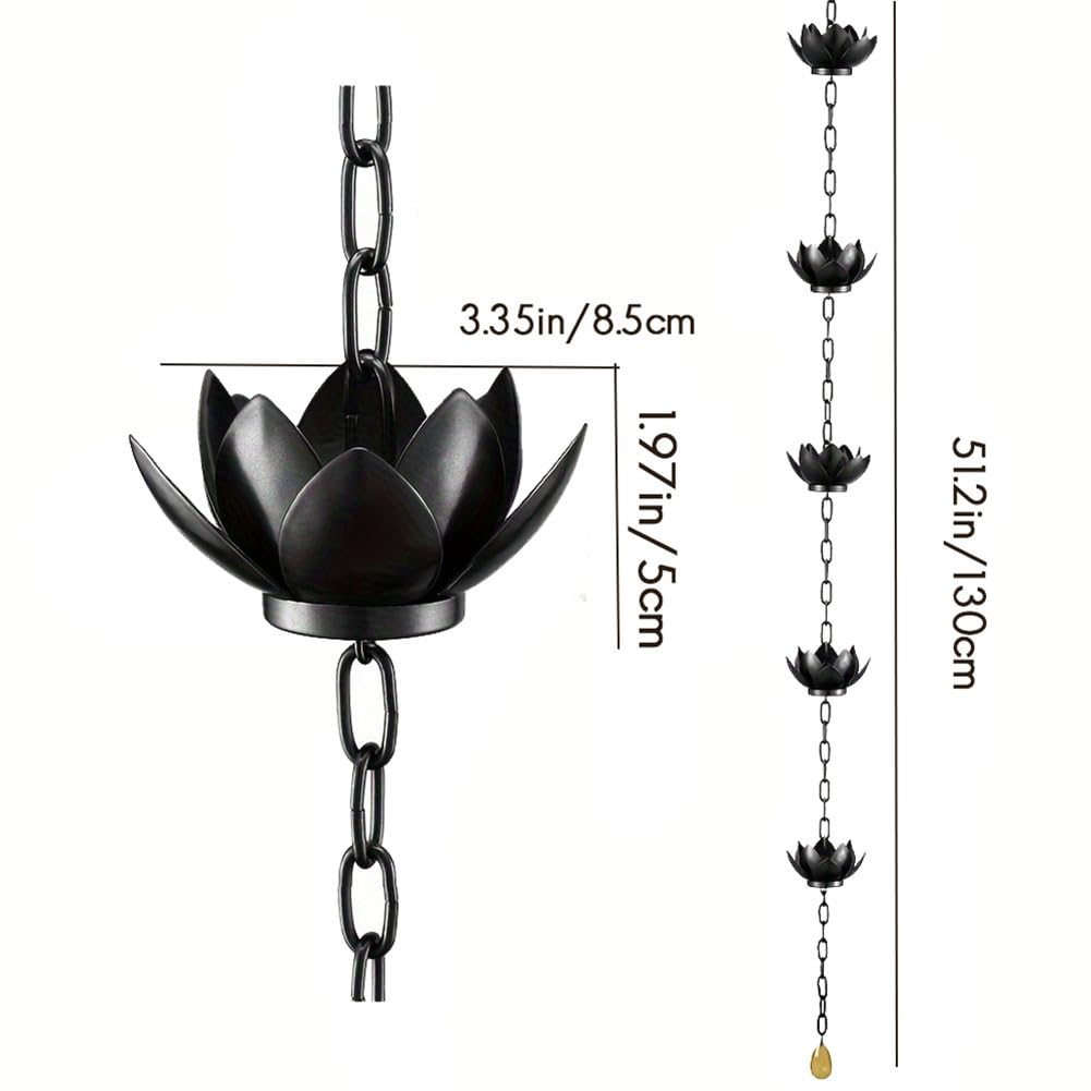Lotus Chaîne Attrape-Pluie pour gouttière, remplace gouttière, coupelles de dérivation d', décoration extérieure