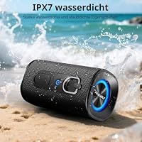 Bluetooth Lautsprecher mit Licht, Musikbox Bluetooth 5.4, 30W Max Dual Lautsprecher,30 Std Akku,Bass Boost Box mit IPX7 Wasserschut, Kabellose Stereo Pairing,Outdoor Lautsprecher für Reisen, Sport – Ansicht 6