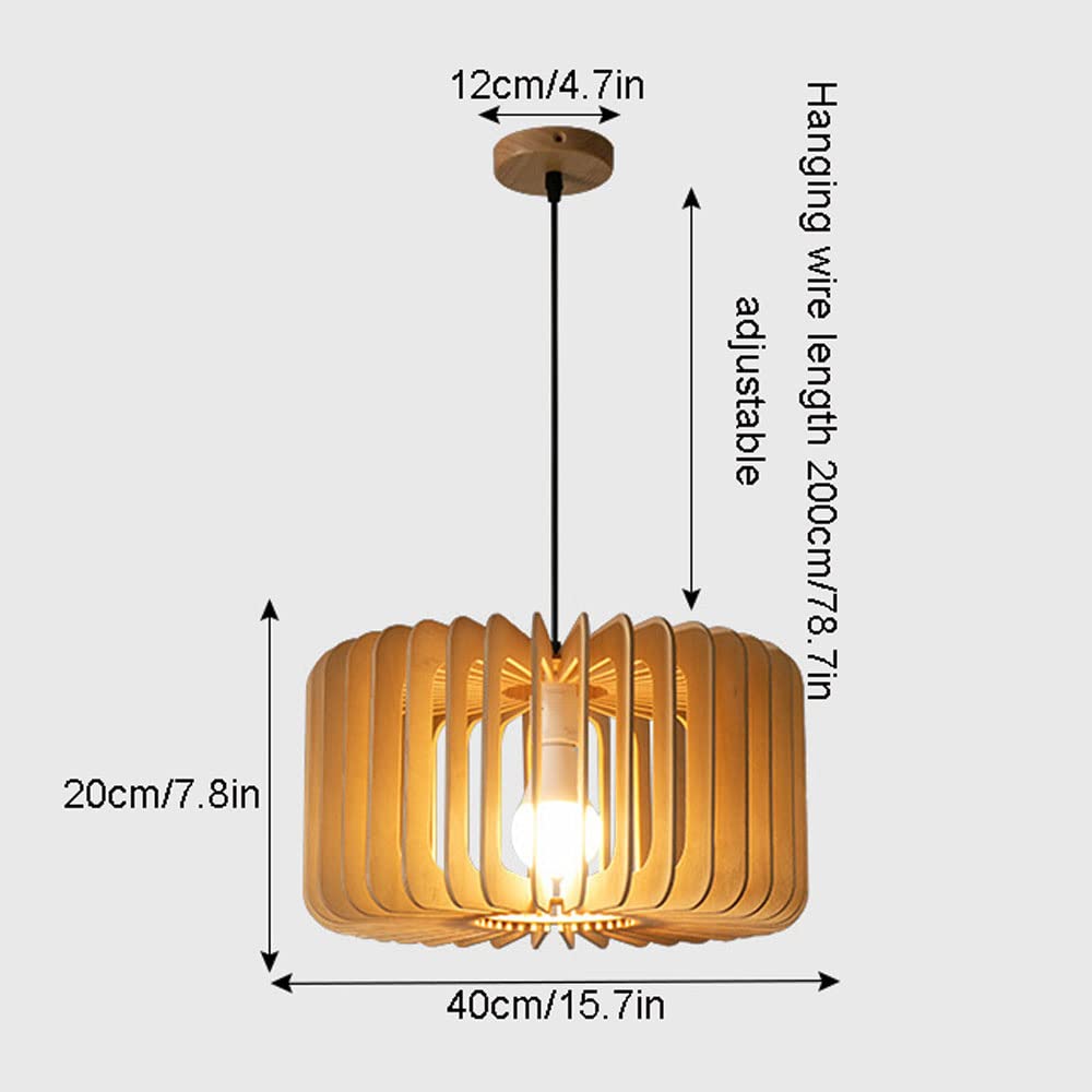 Lampy wiszące, Regulowana wisząca lampa sufitowa, 15,7-calowa drewniana zawieszka z dyni Oprawy oświetleniowe Wisząca oprawa oświetleniowa sufitowa do sypialni Gabinet Przedpokój Present