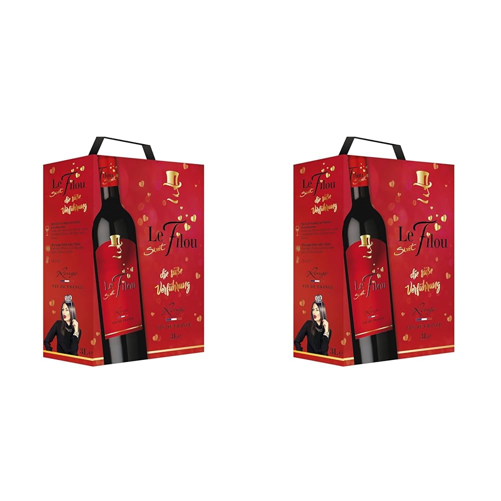 Le Sweet Filou - Süβer und fruchtiger Rotwein aus Frankreich, Bag in Box (1 x 3L) (Packung mit 2)
