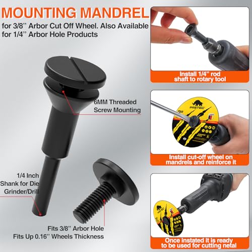 Image of Cut Off Wheels 3 Inch, 27 Pack with Mandrel Kit for Die Grinder | 3 inchx 3 /8 inch Cutting Disc with 1 /4 in Mounting Mandrel Kit, for Metal & Stainless Steel Rotary Tool Drill Attachment