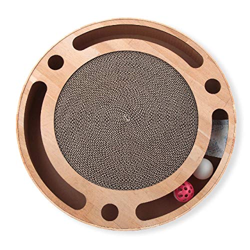 NECOICHI Interactive Track Ball Cat Scratcher, Oak - Image 3