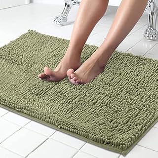 ITSOFT Plush Microfiber Non Slip Soft Bathroom Rug, Absorbent Machine Washable Chenille Bath Mat | Quick Dry Carpet, Great for Bath, Shower, Bedroom, or Door Mat, 87x53cm Navy Blue