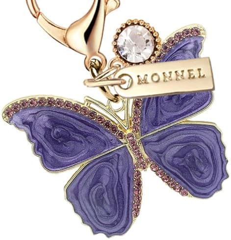 MC670 Little Crystal Butterfly Lobster Clasp 3D Charm for Women with Velvet Bag (Purple,1 Piece) image 5