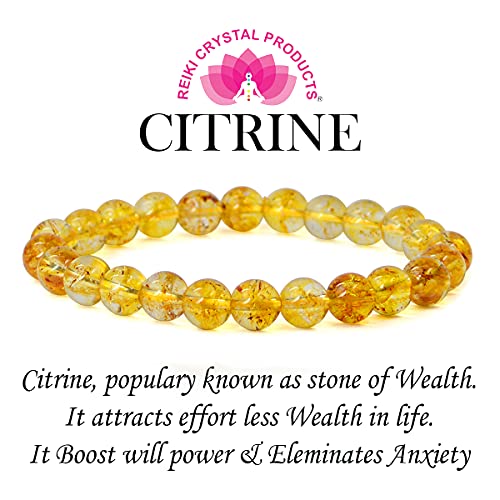 Image of Reiki Crystal Products Certified Natural Crystal Stone 8 mm Round Beads Bracelet for Men and Women | Reiki Charged Gemstone Bracelet | Multiple Stone Variants Available