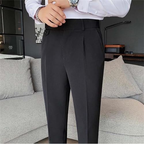 Men's Business Trousers Lightweight Twill Slim-Fit Straight Pants Regular Fit Versatile Tapered Pants with Pockets2