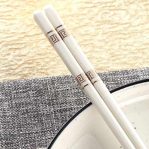 Coffret Cadeau de 2 Paires de Baguettes en Porcelaine réutilisables, Baguettes l antidérapantes, Baguettes Chinoises en Porcelaine Tendre, Baguettes japonaises à Sushi en céramique Blanche 4