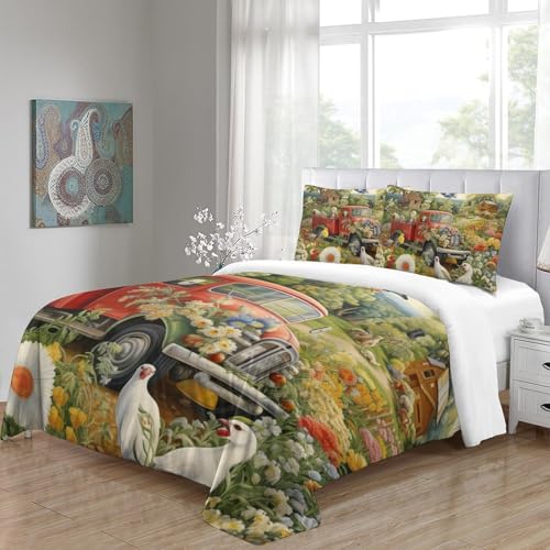 Parure 3D camion rouge housse de couette microfibre zip Super King - 5