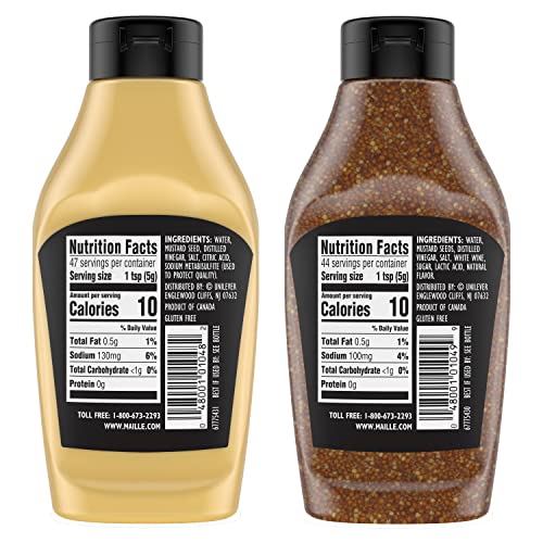 Maille Dijon Mustard Squeeze Condiment Variety Pack Dijon Originale & Old Style Non-Gmo, Kosher 8.5 Oz 4 Pack #TOP1