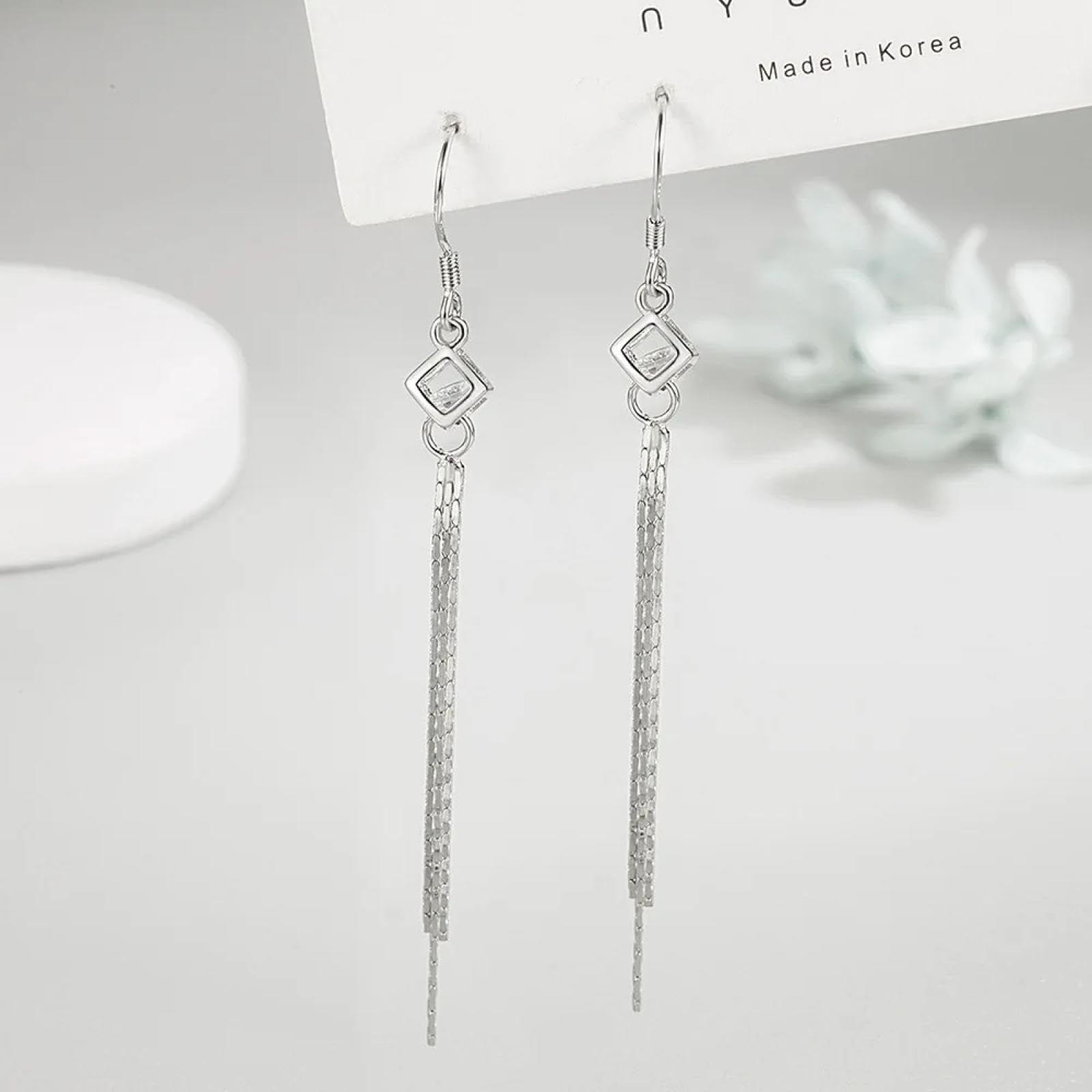 WZGWDC Ohrstecker mit Langer Kette, Hohle Tropfenohrringe für Frauen, Hochzeit