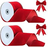 Lyrow 2 Rolls 2.5 Inch Christmas Velvet Ribbon...
