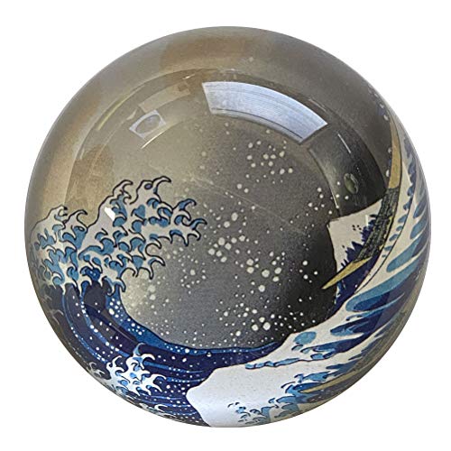 Parastone – peso de papel metade cúpula de vidro – Hokusai the Wave – 7,6 cm x 7,6 cm x 3,8 cm A