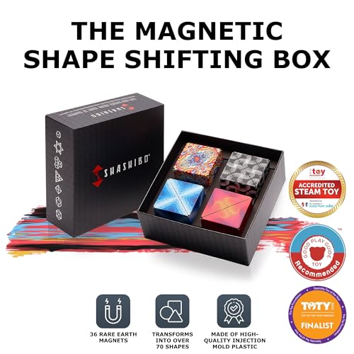 Image of Shashibo Gift Box of 4- The Shape Shifting Box (36 Rare Earth Magnets) STEM /STEAM Fidget Geometric 3D Magnetic Transforming Magnetic Box Magic Cube