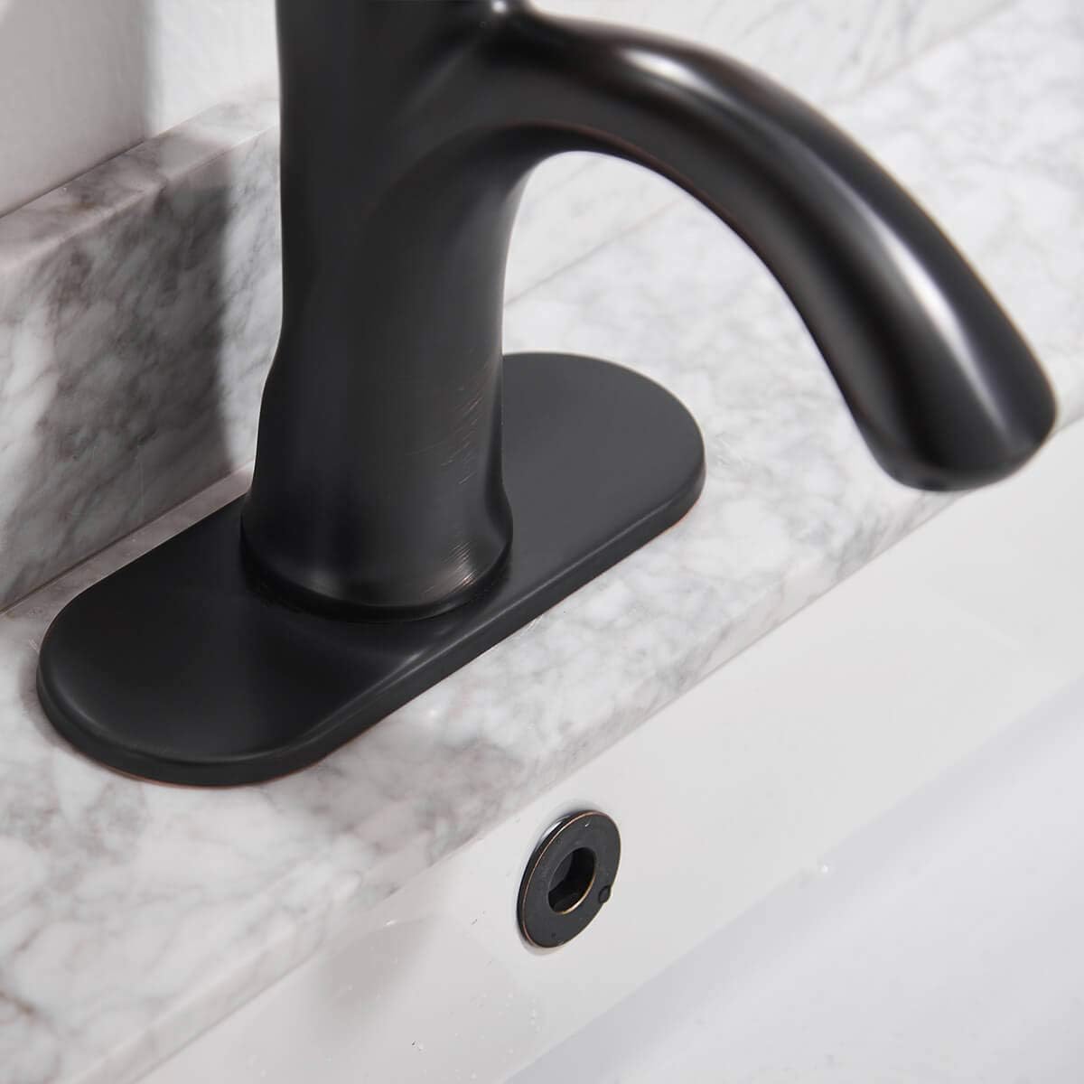BATHLAVISH Bathroom Sink Faucet Oil Rubbed Bronze Single Handle Lavatory Basin Vanity Water Stream Aerator Faucets Goose-Neck Long Spout 1 Hole Mixer Tap Commercial Supply Lines Lead-Free : Everything Else