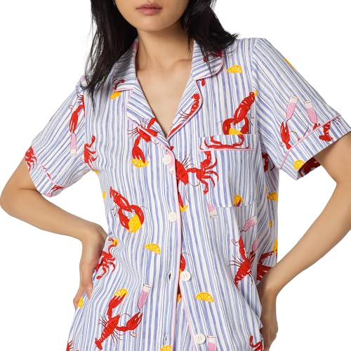 Image of Bed Head PJs Womens Matching Pajamas - Soft Organic Short Sleeve Button Down PJ Shirt & Shorts Set - Sleepwear & Loungewear