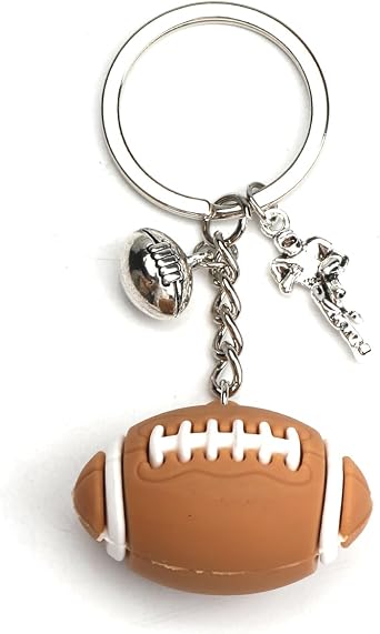 Football Keychain for Women American Football Keycharm Sport Ball Accessory for Keys Rugby Bag Charm Game Day Gift