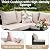 Jing's Villa 5-Piece Patio Furniture Set, All-Weather Outdoor Wicker Sectional Sofa with Cushions, Tempered Glass Table & Ottoman, Rattan Conversation Seating for Porch, Garden, Backyard,Beige