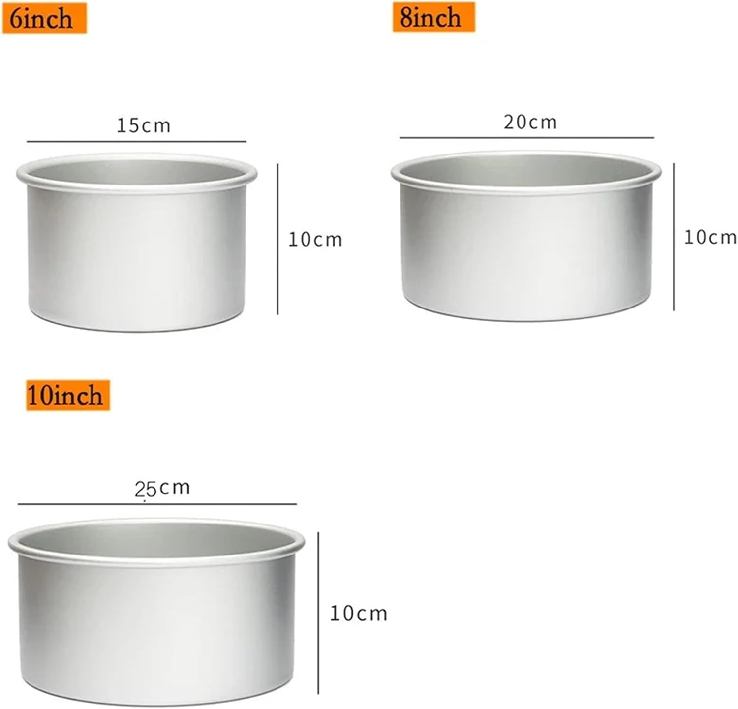 6/8/10 Inch Heightened Deepened Anode Cake Mold Removable Bottom Cylindrical Baking Tray Bakery Baking Tool(6 8 10inch)