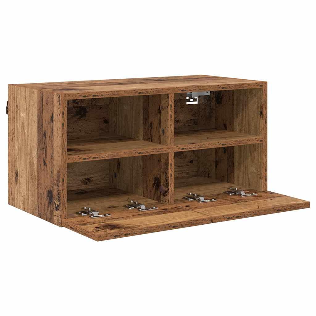 TV-Wandregale 2er Set Altholz 60x30x30 cm Holzwerkstoff Hängeregal Wandregal Hochglanz Wohnzimmer Regal für Fernseher Media Center Schlafzimmer Dekoration Platzsparend Lagerregal