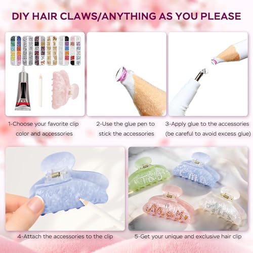 Kit DIY 8 Sets Pinzas de Pelo Acrílicas con Accesorios miniatura 5