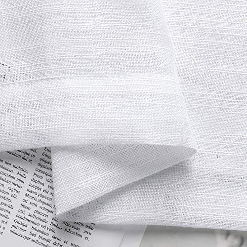 Cutewind White Kitchen Sheer Tier Curtains 36 Inch Length Bathroom Short Window Sheer Curtains Linen Texture Grommet Top Small Half Window Treatment (2 Panels, White, W25×L36 Inches ) #TOP2