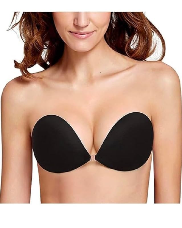 Women's & Girl's Strapless Push-Up Wire-Free Stick-On Invisible Bra (Free-Size) (in, Numeric, 34, A, 34, Regular, Black)-image-8