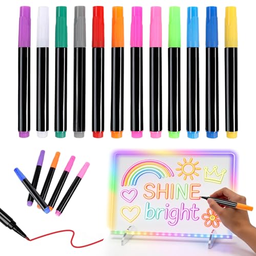 Solorage Set de 12 rotuladores acrílicos, rotuladores para pizarra blanca de 3 mm para pizarra LED, rotuladores para transparencias, lavables para adultos, niños, huevos, madera, piedra, lienzo