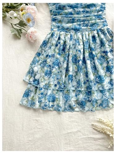 SHENHE Girl's Floral Tube Top Dress Strapless Layered Ruffle Hem Ruched Flowy Boho Sundress4