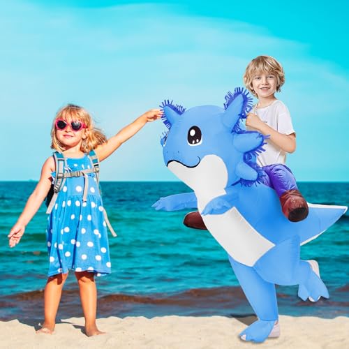 Stegosaurus Inflatable Axolotl Costume for Kids Halloween Costumes Kid Blow Up Costume Ride on Axolotl Costumes for Boys Girls Cosplay Party3