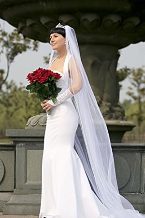 One tier rhinestone edge cathedral veil Clearance
