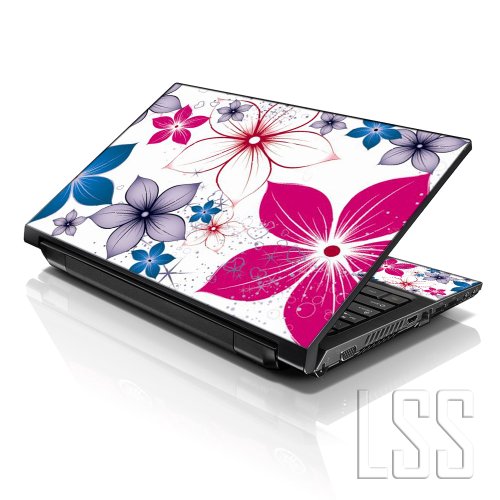 Image of LSS 17 17.3 Inches Laptop Notebook Skin Sticker with 2 Wrist Pads - Reusable Cover Protector Vinyl Sticker Cover Decal Fits 17 inch - 19 inch HP Asus Acer - Spring Flower Leaves Pattern