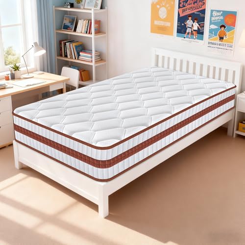 Colchón 90x190 - Altura 26 cm - Colchón Viscoelastico - Memory Foam y Muelles Ensacados - Certificado Oeko-TEX - 7 Zonas Ergonómico - Ortopédico - Firmeza Media H3 - Excelente Soporte - Transpirable