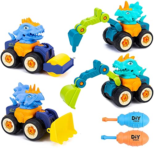 Jouet de construction, bac à sable 4 en 1, jeu d'ingénierie, pelleteuse, dinosaure, montage de véhicules de construction, jouets éducatifs pour enfants à partir de 2, 3, 4, 5 et 6 ans (dinosaure) Cover